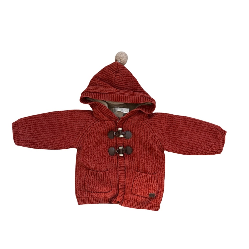 Mayoral Cozy Brick Red Hooded Knit Sweater 4-6 month size